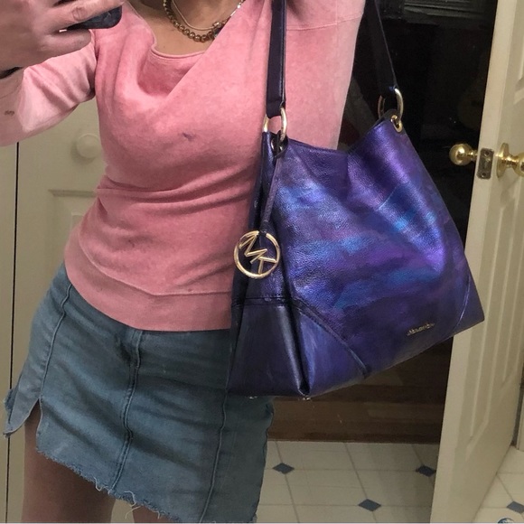 VINTAGE Michael Kors Metallic Mult Color Pebbled Leather Shoulder Bag Tote Purse - Picture 7 of 16